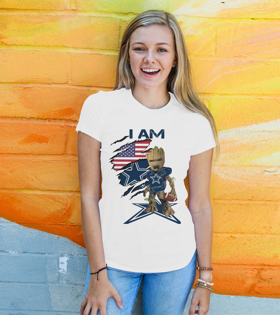 I Am Cowboys Baby Groot Star Football T-Shirt