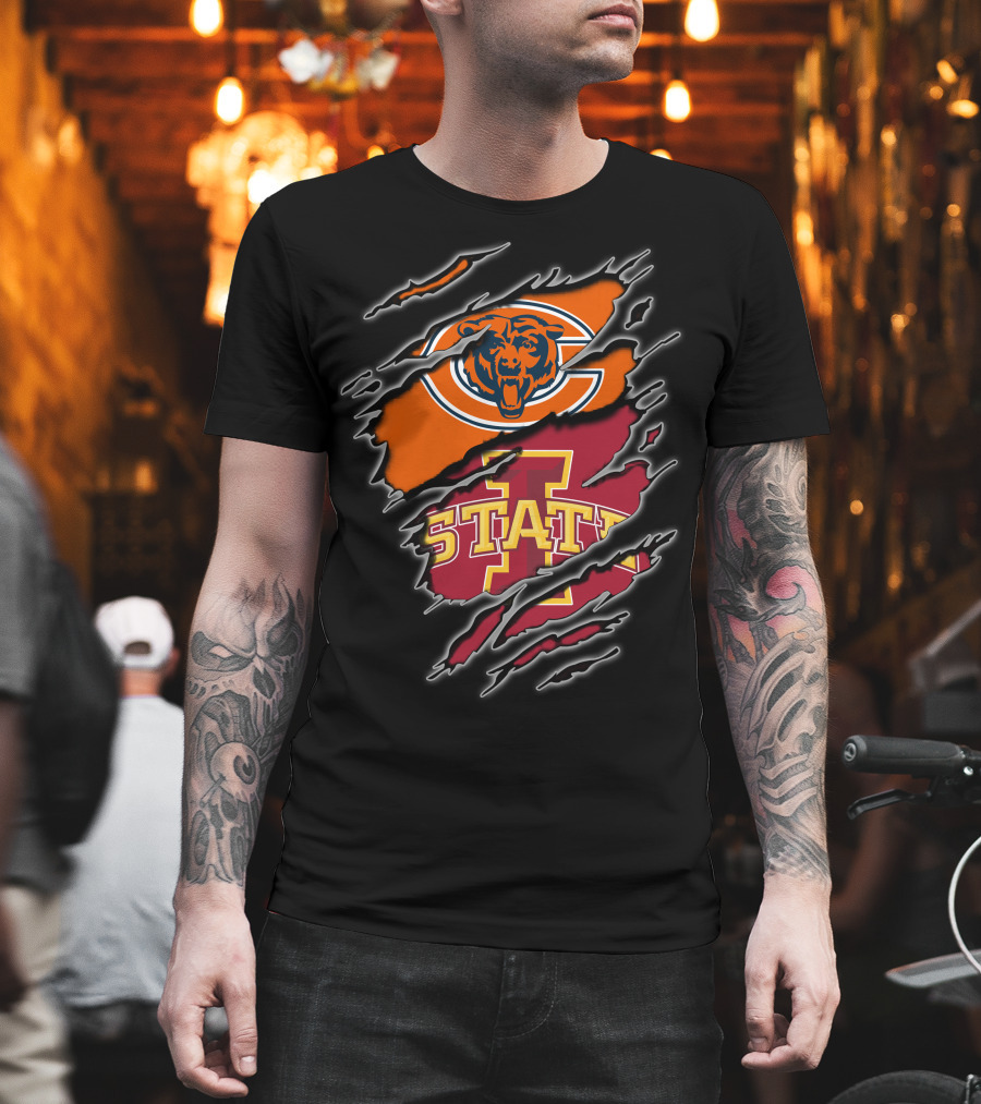 Chicago Bears Iowa State Cyclones Torn Graphics T-Shirt