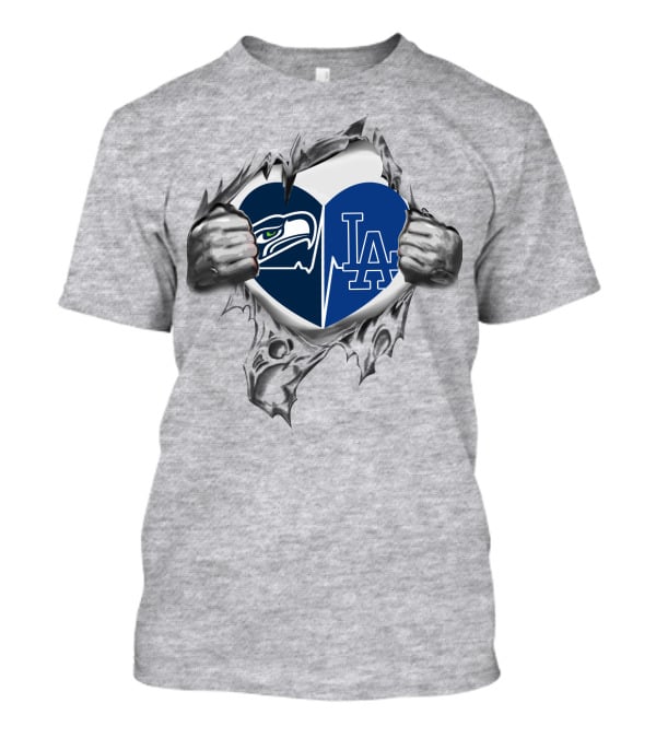 Seahawks LA Dodgers Heart Breakthrough Dual T-Shirt