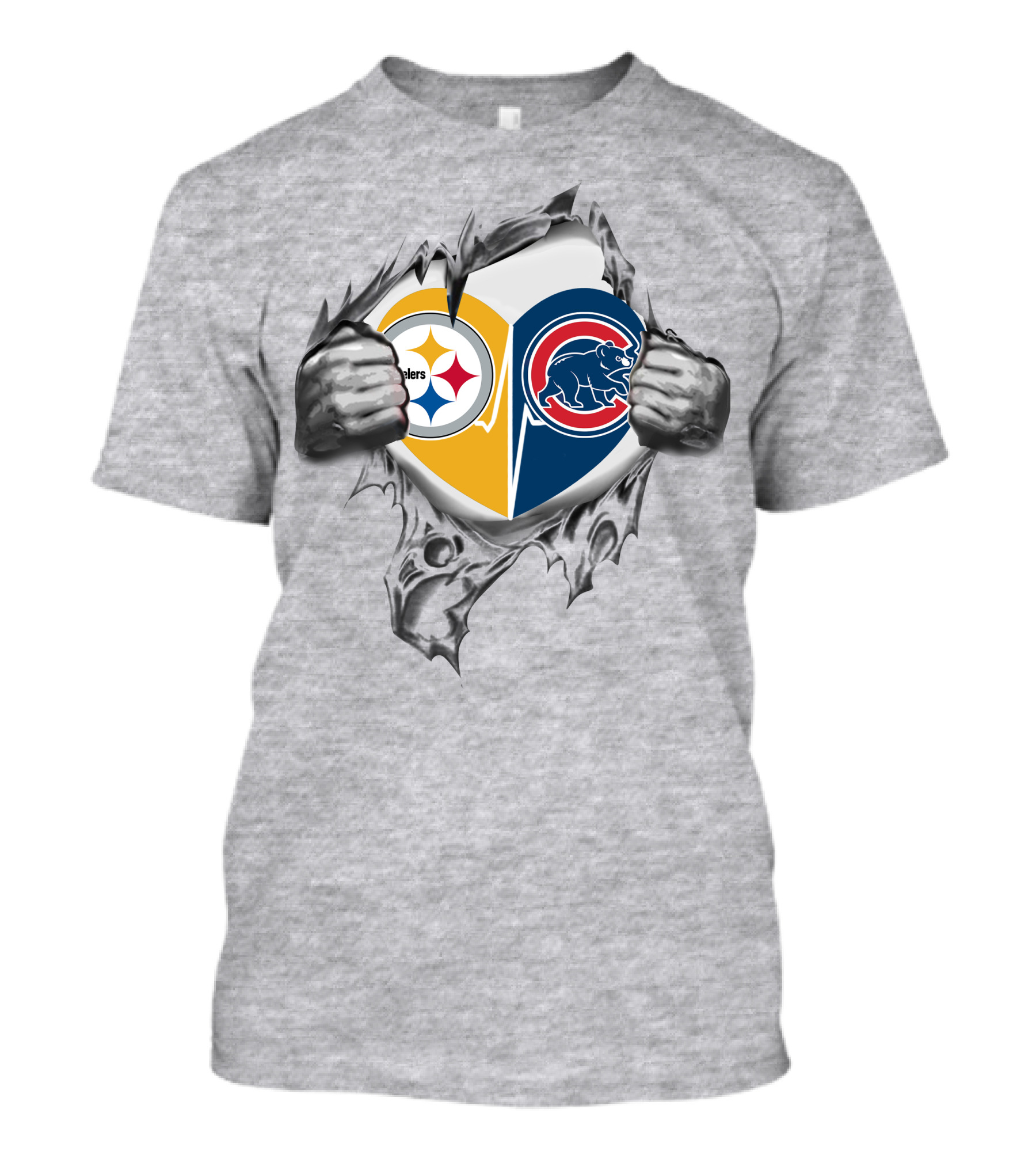 Steelers Cubs Heart Logo Tear T-Shirt