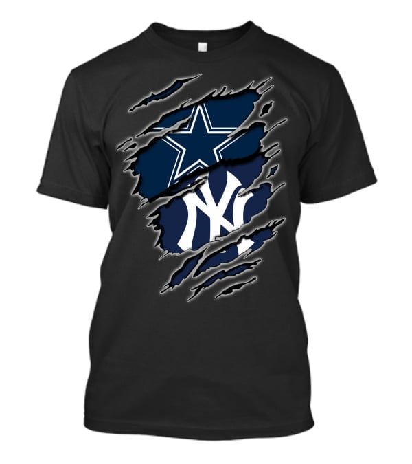 Dallas Cowboys New York Yankees Logos Fusion T-Shirt