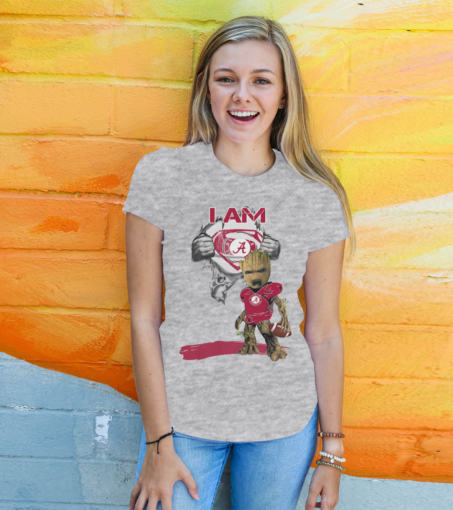 I Am Alabama Baby Groot Football T-Shirt
