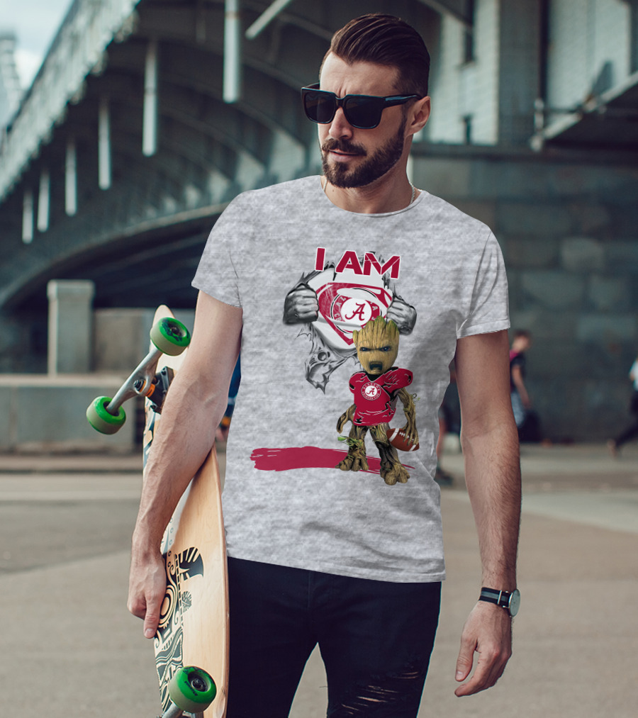 I Am Alabama Baby Groot Football T-Shirt