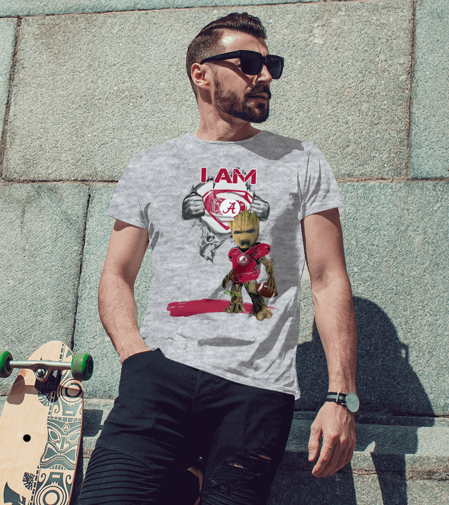 I Am Alabama Baby Groot Football T-Shirt