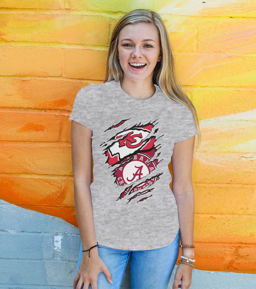 Alabama Crimson Tide Kansas City Chiefs Fan Crossover T-Shirt