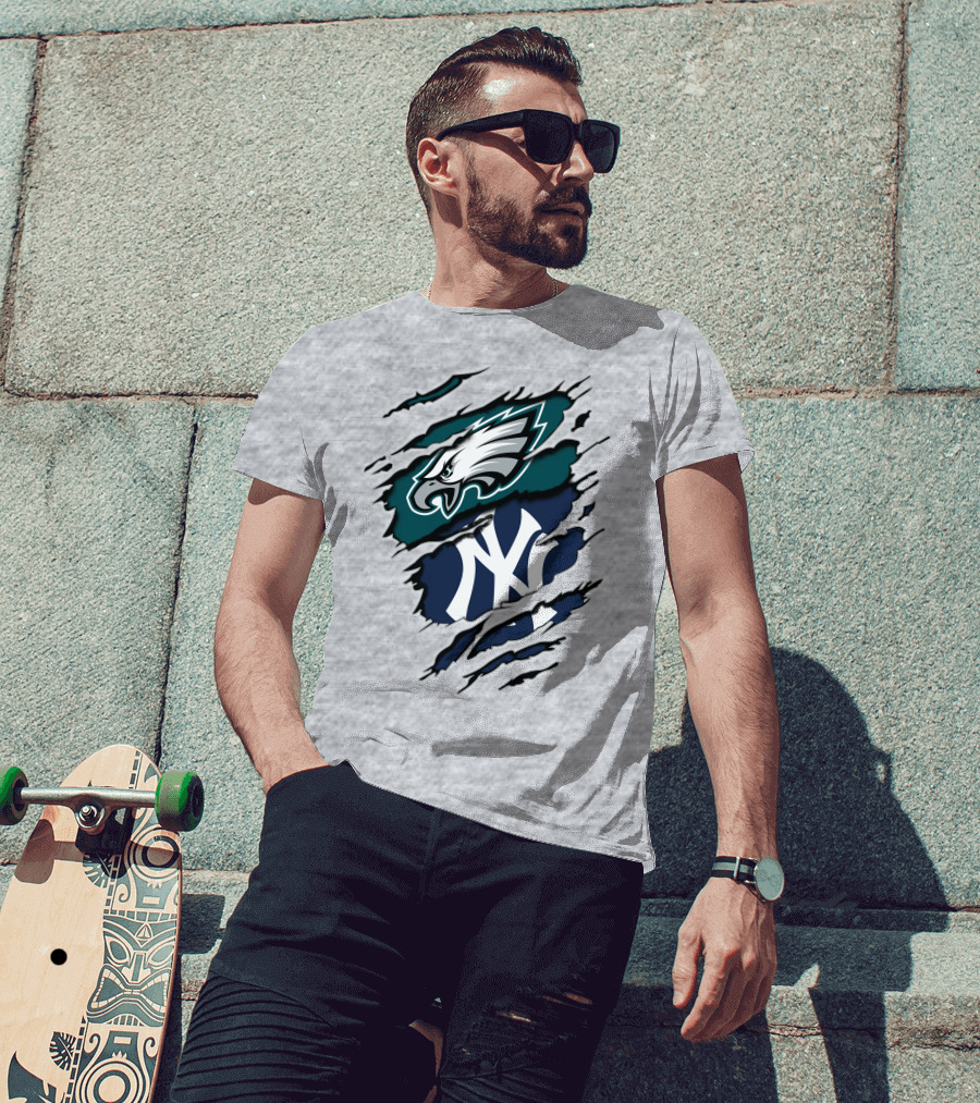 Philadelphia Eagles New York Yankees Fan Crossover T-Shirt