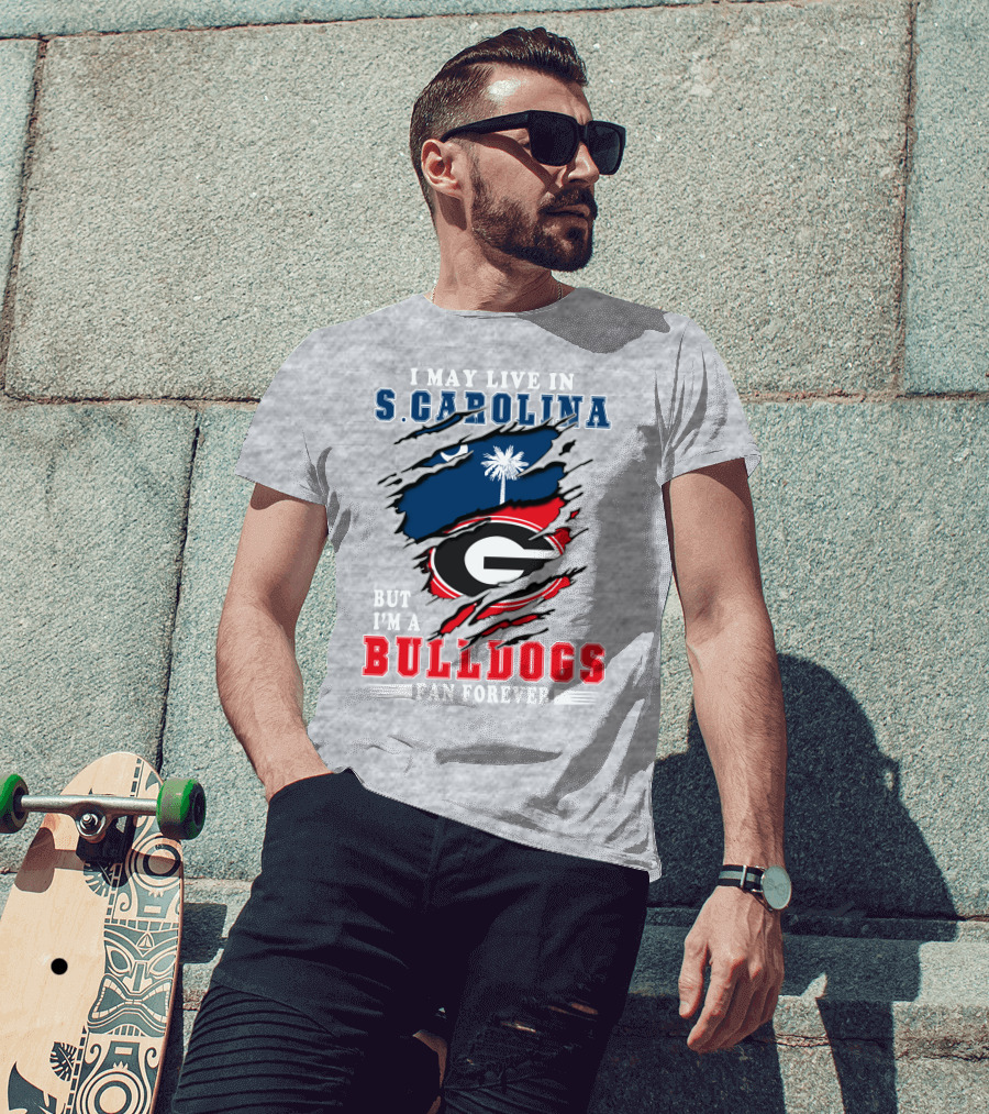 S. Carolina Bulldogs Fan Forever Bulldogs Logo Palma Tree And Crescent Moon T-Shirt