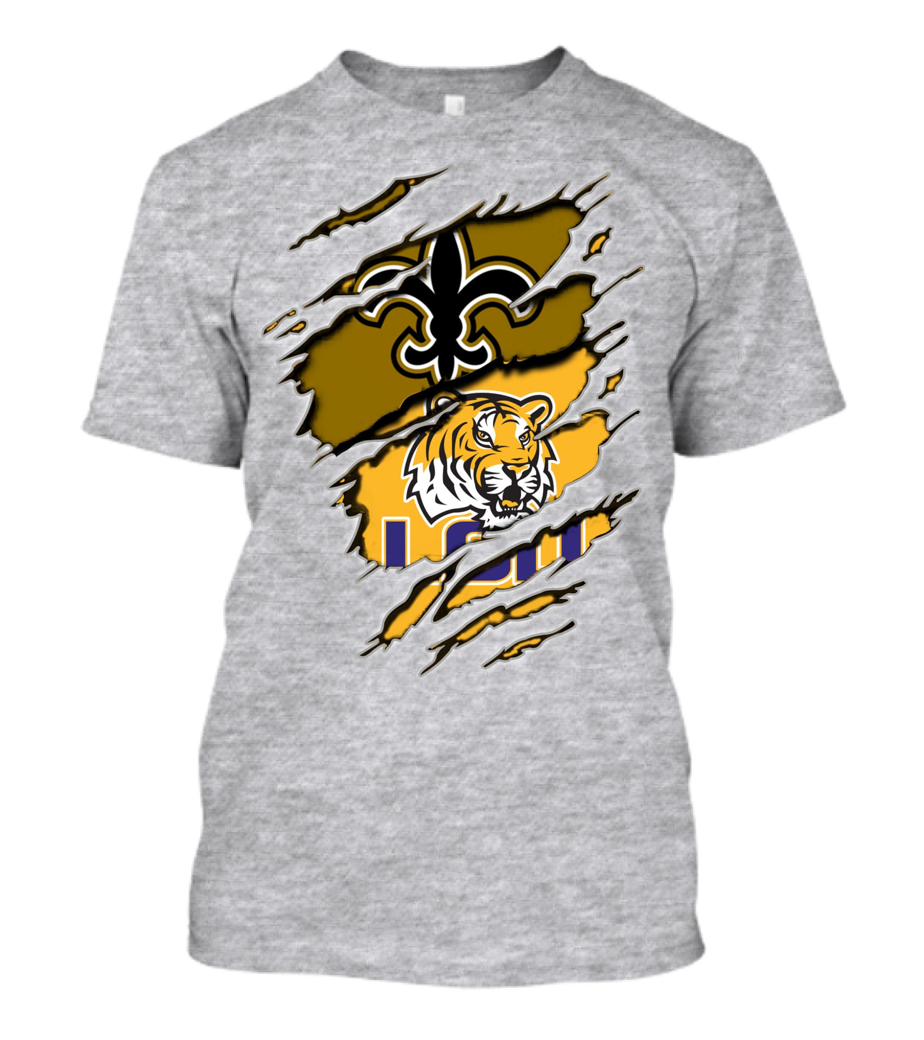 New Orleans Saints Fleur-De-Lis And Lsu Tigers Logo Combo T-Shirt