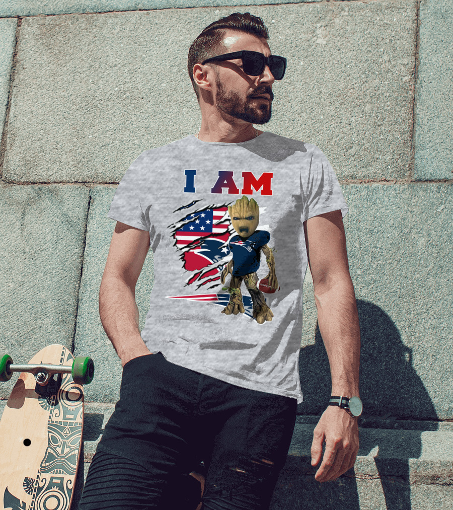 I Am Patriots American Flag Football Character T-Shirt