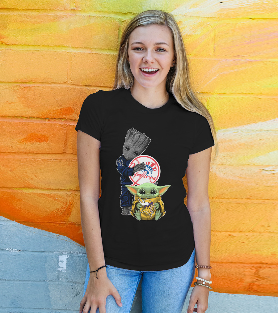 New York Yankees Groot Baby Yoda Collaboration T-Shirt