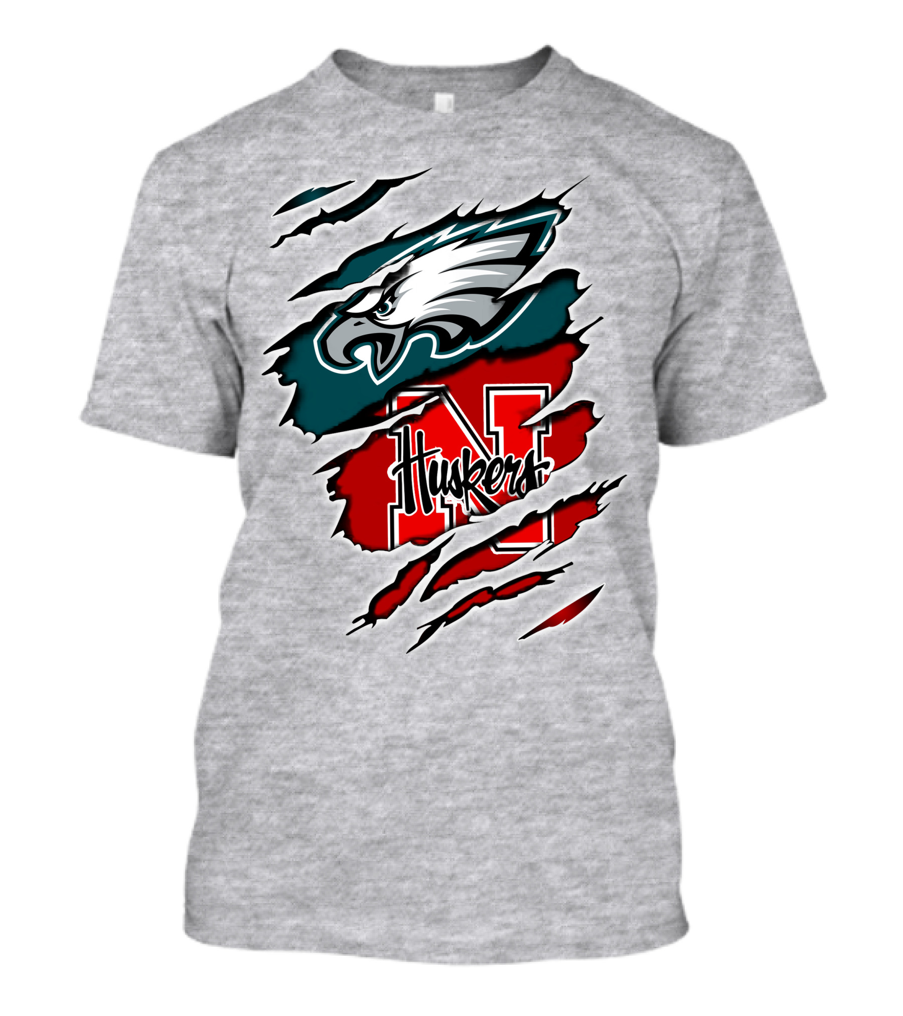 Philadelphia Eagles And Nebraska Cornhuskers Fans Rip And Tear T-Shirt