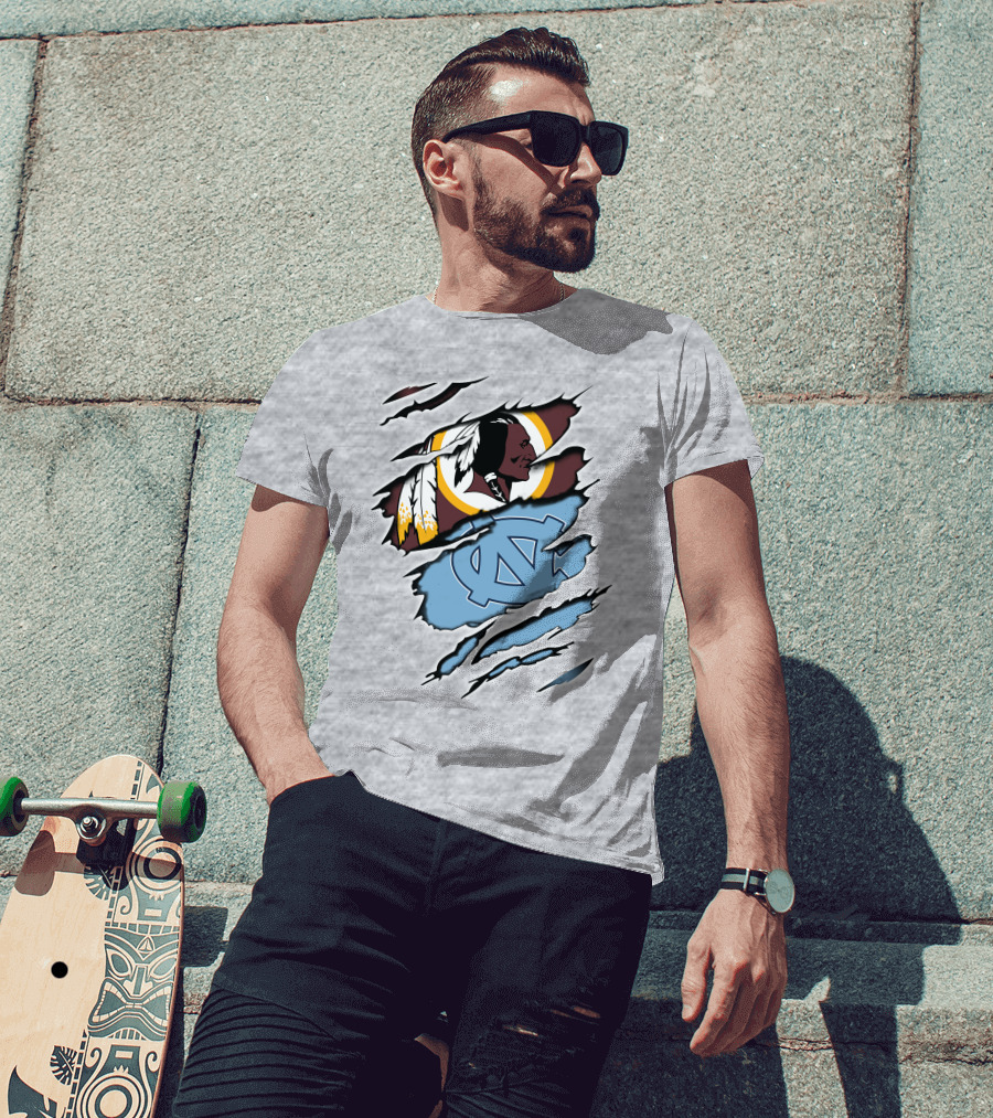 Washington Redskins North Carolina Tar Heels Logo Crossover T-Shirt