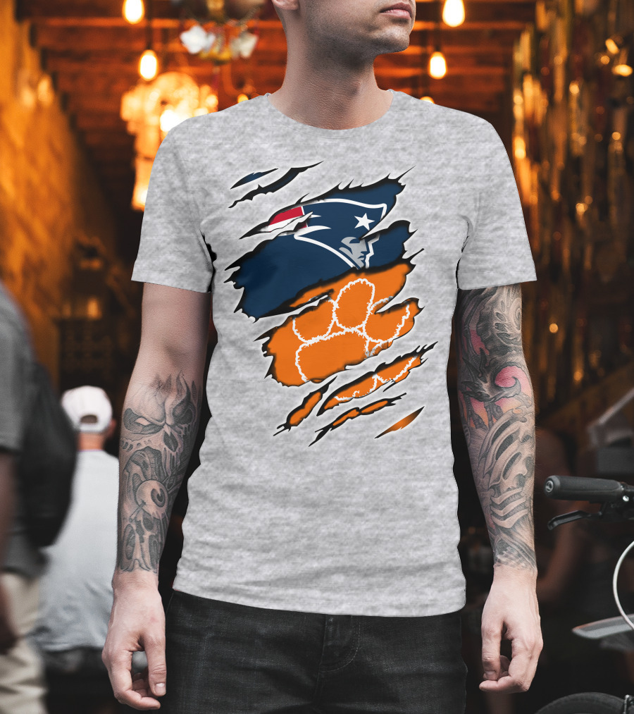 Patriots Clemson Tiger Paw Logo Fusion T-Shirt