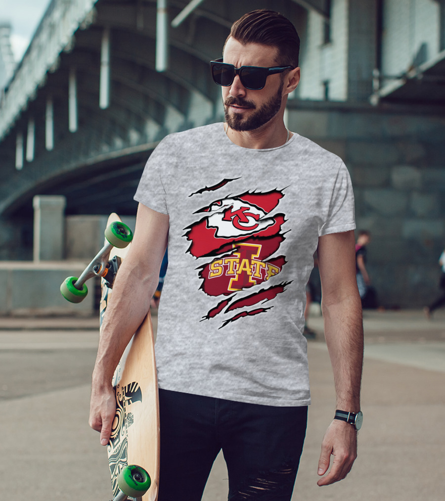 Chiefs Iowa State Kc Cyclones Logo Fusion Vintage Style T-Shirt