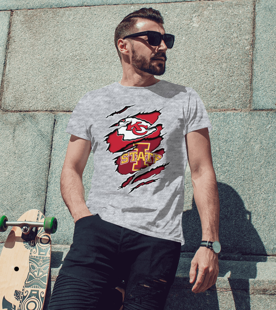 Chiefs Iowa State Kc Cyclones Logo Fusion Vintage Style T-Shirt