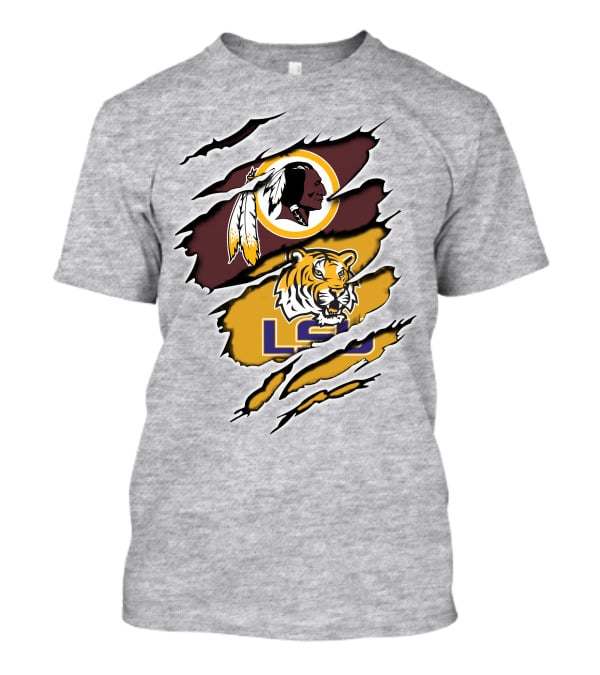 Redskins Logo Claw Rip Over Lsu Tigers T-Shirt