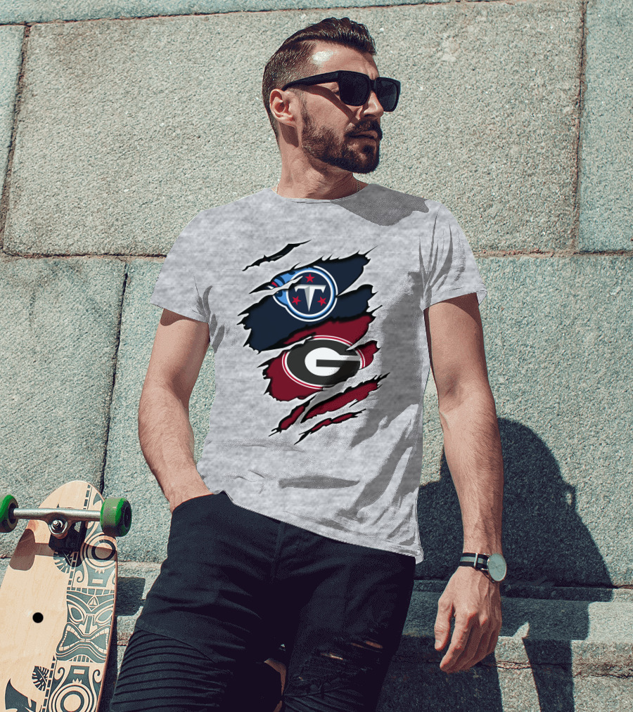 Tennessee Titans Georgia Bulldogs Claw Marks T-Shirt