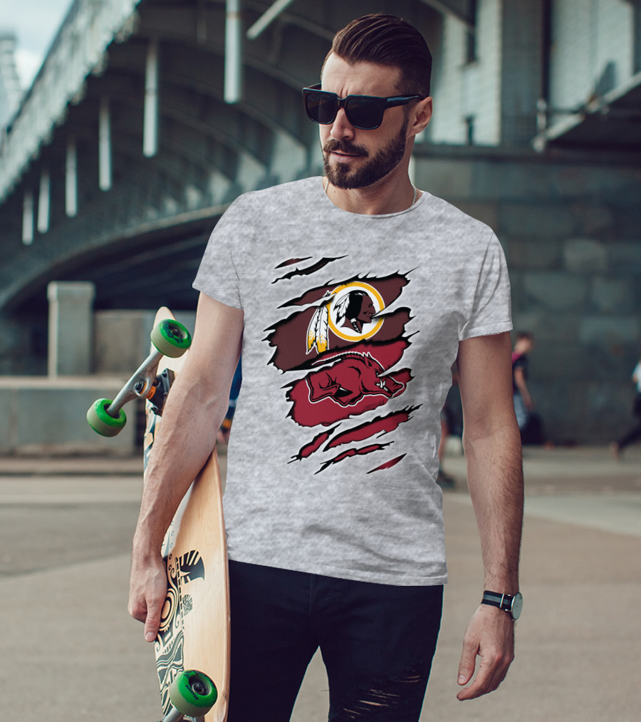 Redskins And Arkansas Razorbacks Claw T-Shirt