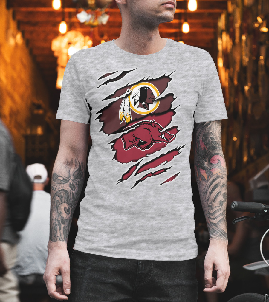 Redskins And Arkansas Razorbacks Claw T-Shirt