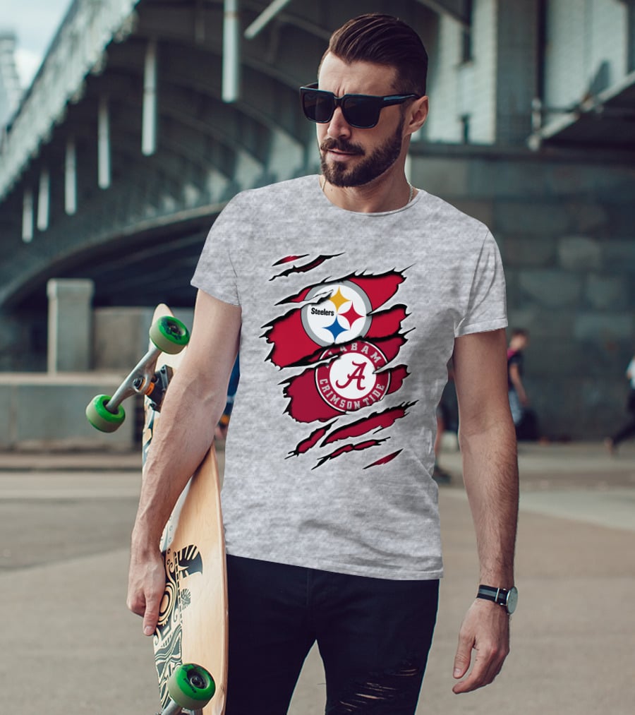 Steelers Alabama Crimson Tide Fan Logo Collaboration T-Shirt