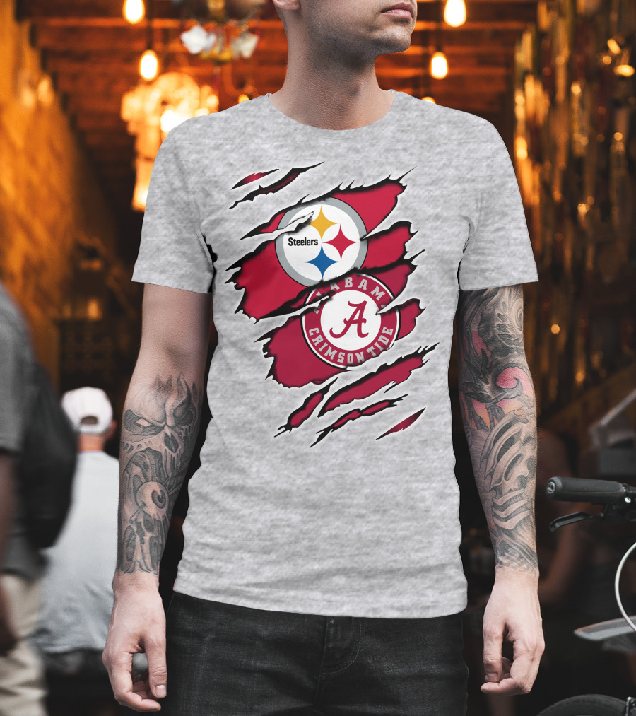 Steelers Alabama Crimson Tide Fan Logo Collaboration T-Shirt