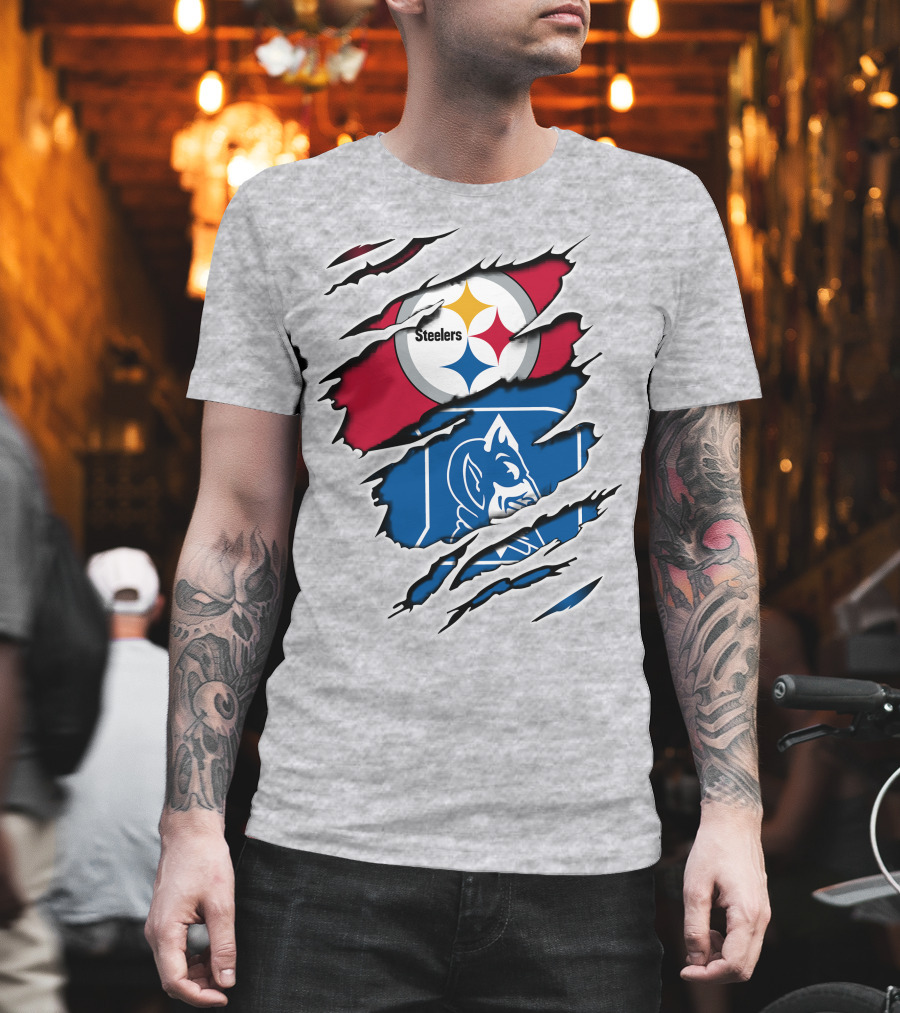 Steelers Duke Blue Devil Ripped Fusion T-Shirt
