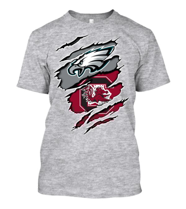 Philadelphia Eagles South Carolina Gamecocks Claw Mark Logo Fusion T-Shirt