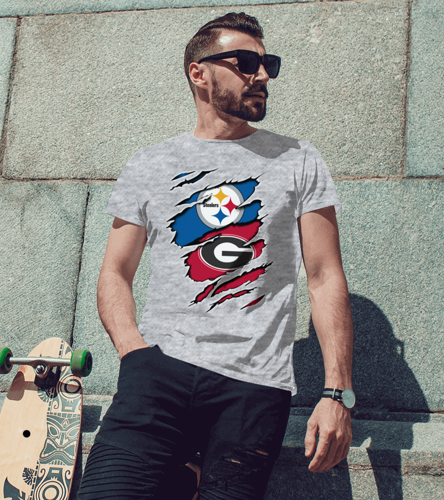 Steelers Georgia Bulldogs Fan Crossover T-Shirt
