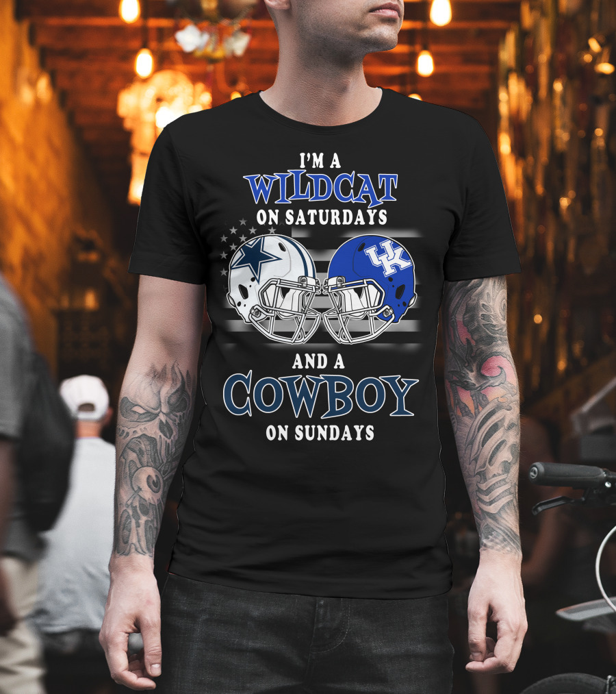 I'm a Wildcat on Saturdays and a Cowboy on Sundays Helmet Football T-Shirt