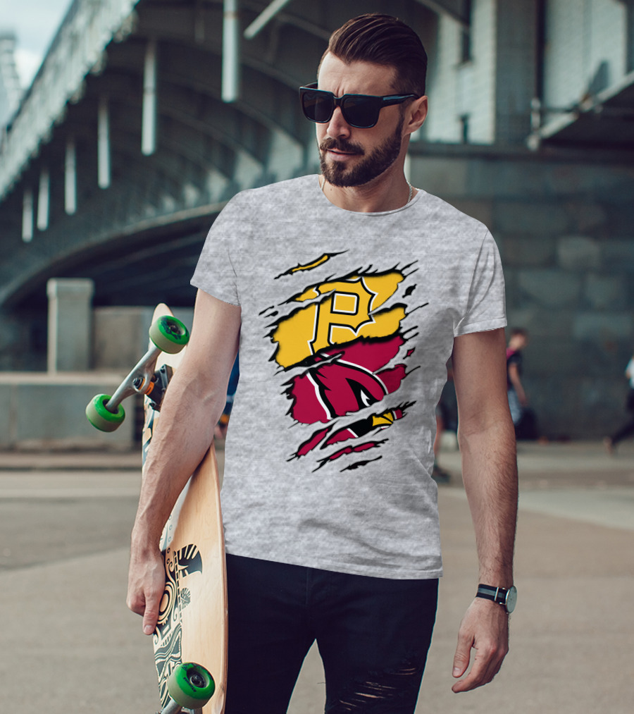 Cardinals Pirates Logos Ripped T-Shirt
