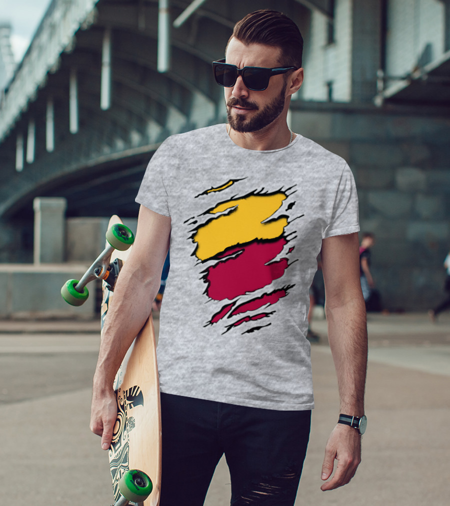 Cardinals Pirates Ripped Claw Marks Emblem Red Yellow Contrast T-Shirt