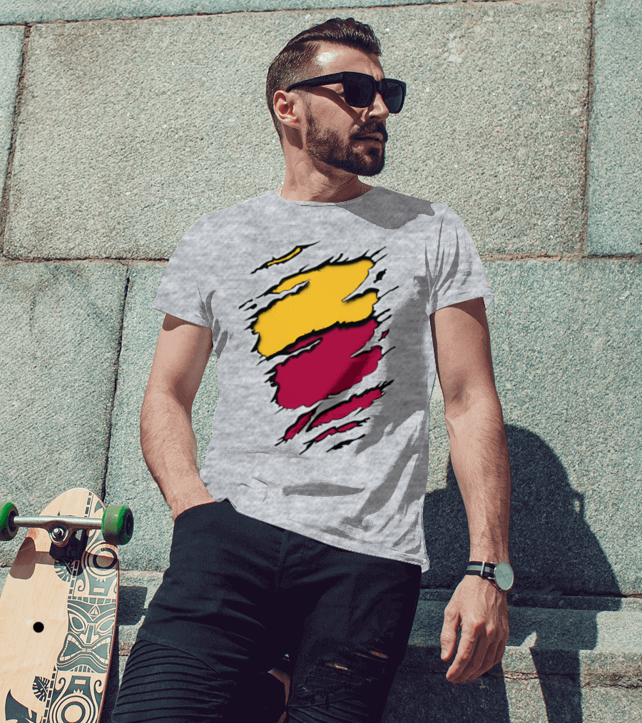 Cardinals Pirates Ripped Claw Marks Emblem Red Yellow Contrast T-Shirt