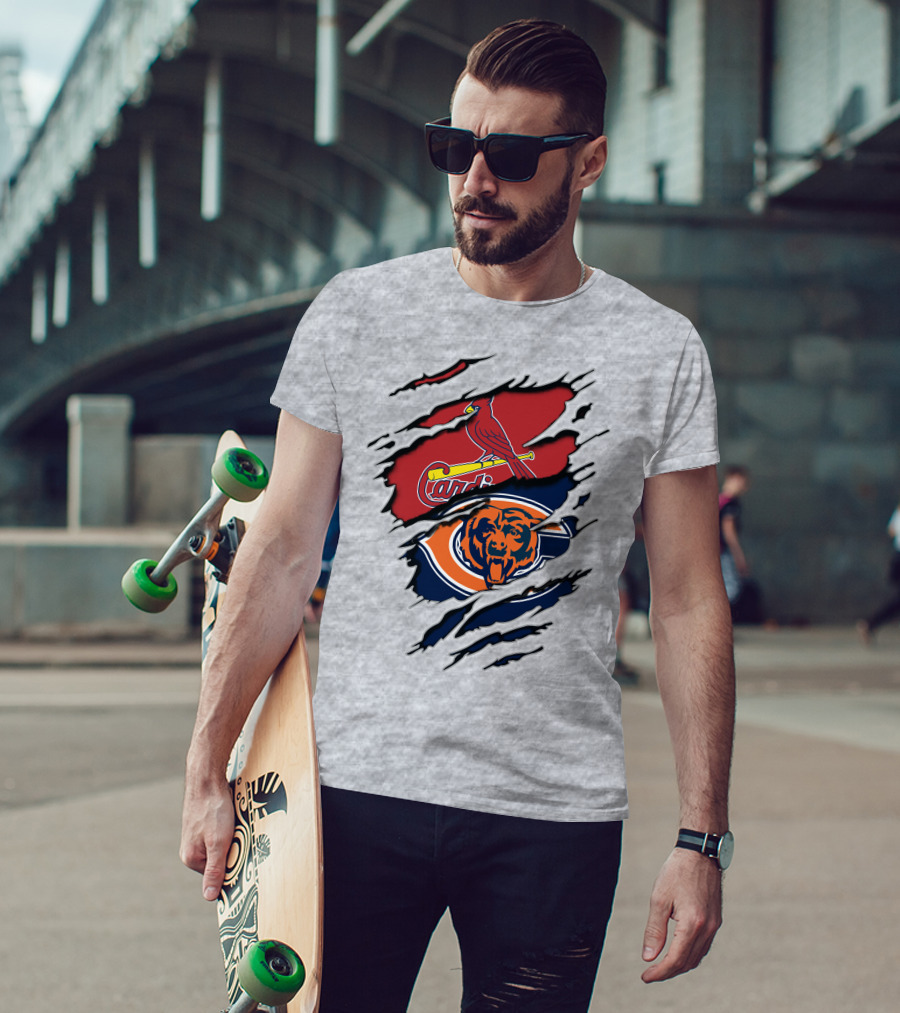 Chicago Bears St. Louis Cardinals Claw Logos T-Shirt