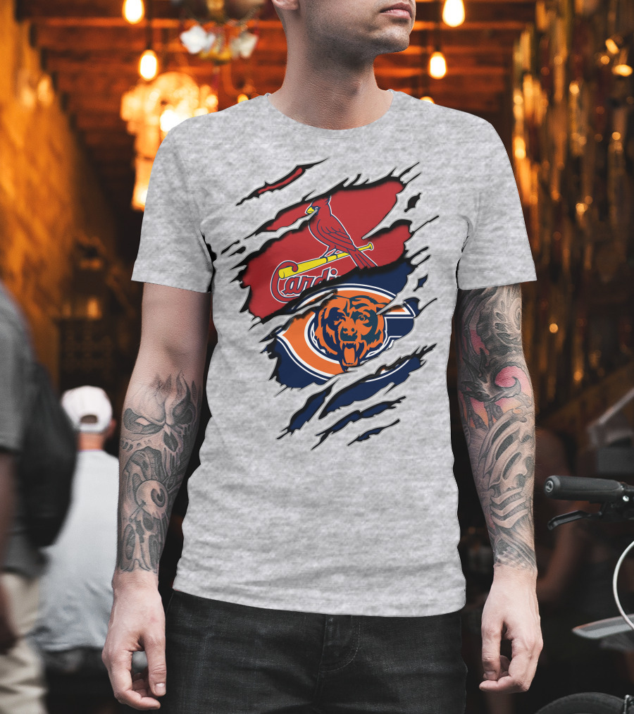 Chicago Bears St. Louis Cardinals Claw Logos T-Shirt