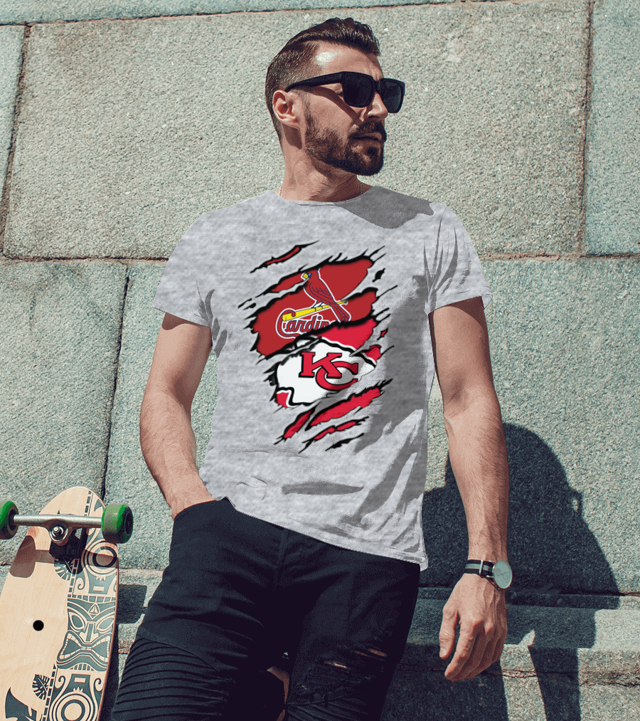 Kansas City Chiefs St. Louis Cardinals Logo Mashup T-Shirt