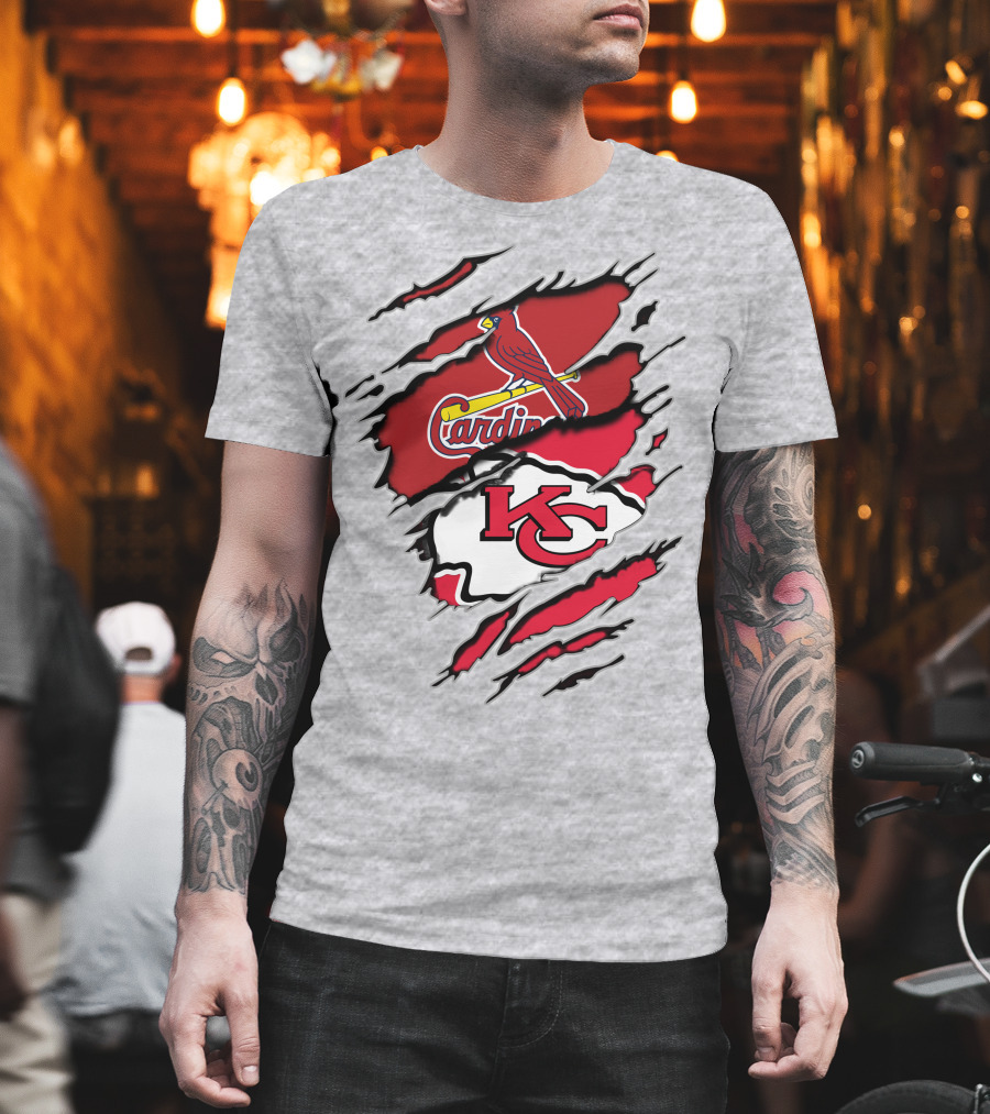 Kansas City Chiefs St. Louis Cardinals Logo Mashup T-Shirt