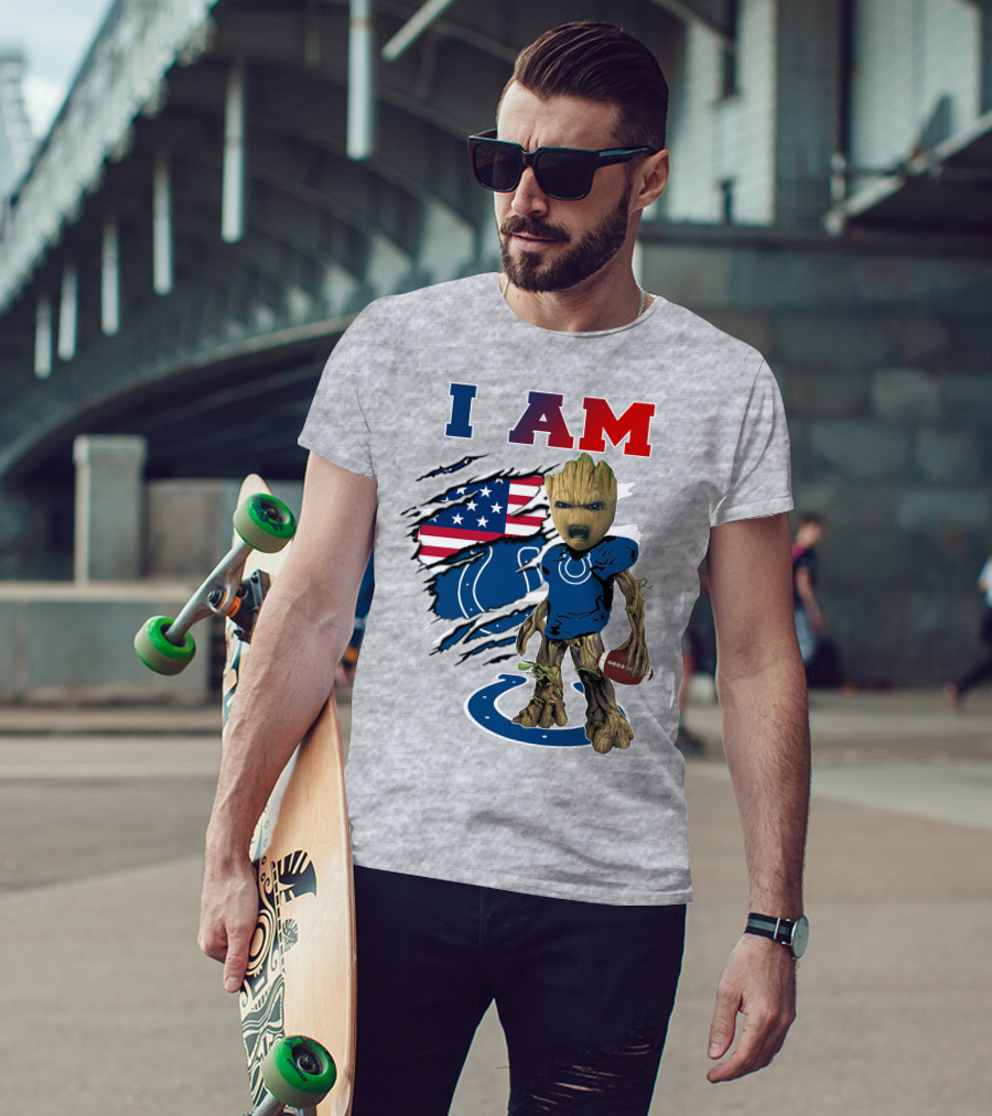 I Am Groot Colts Football American Flag T-Shirt