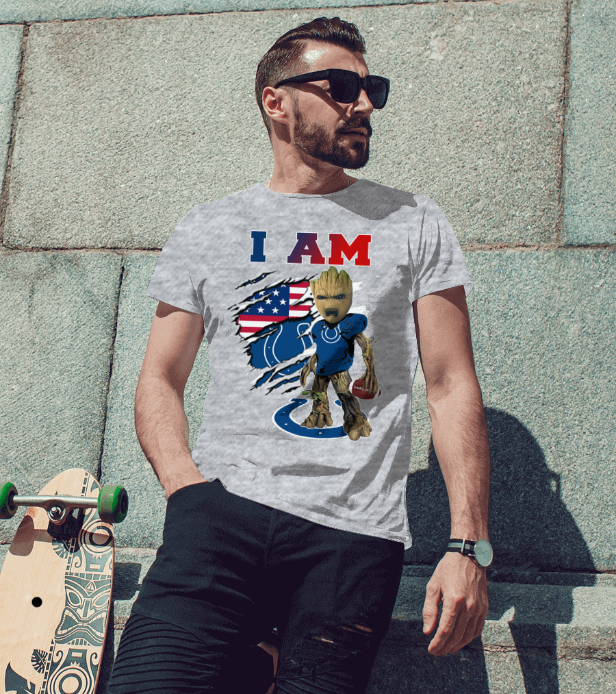 I Am Groot Colts Football American Flag T-Shirt