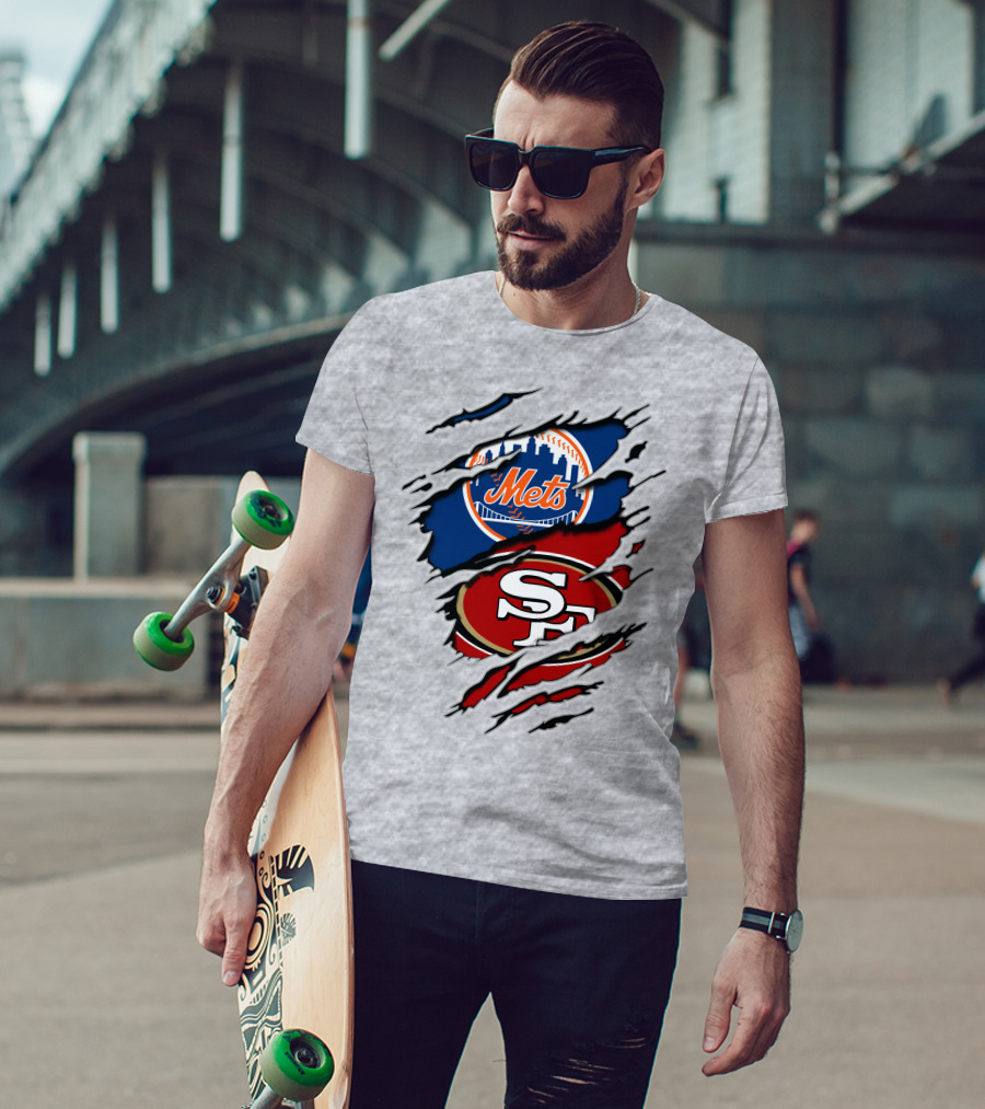 49ers Sf New York Mets Football Baseball Logos T-Shirt