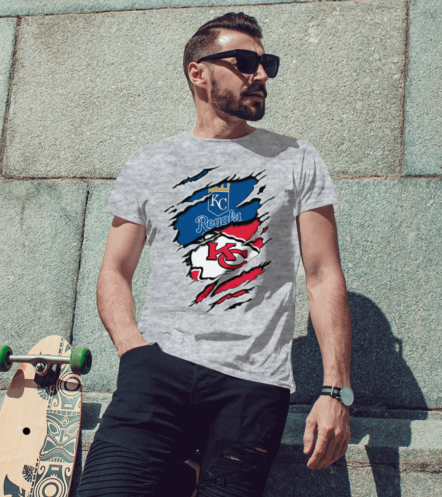 Kansas City Chiefs Royals Kc Logo Fusion T-Shirt