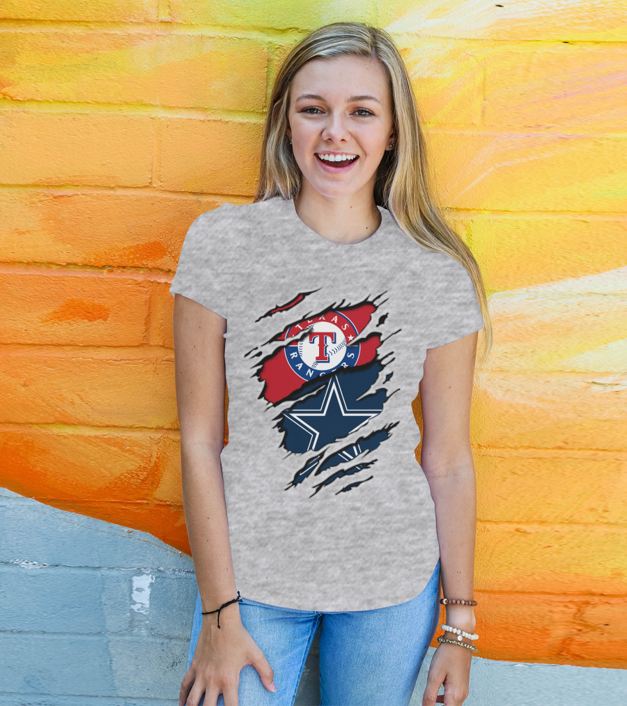Texas Rangers Dallas Cowboys Logo Mashup T-Shirt