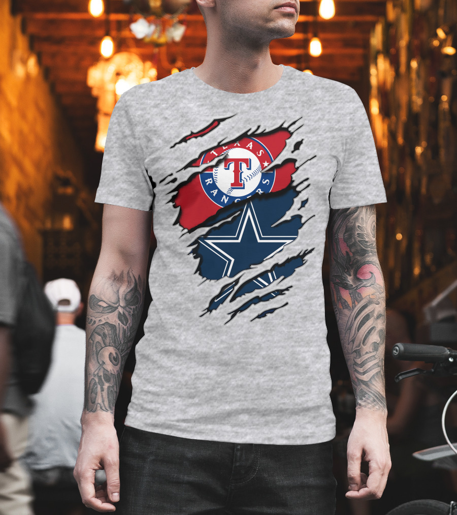 Texas Rangers Dallas Cowboys Logo Mashup T-Shirt