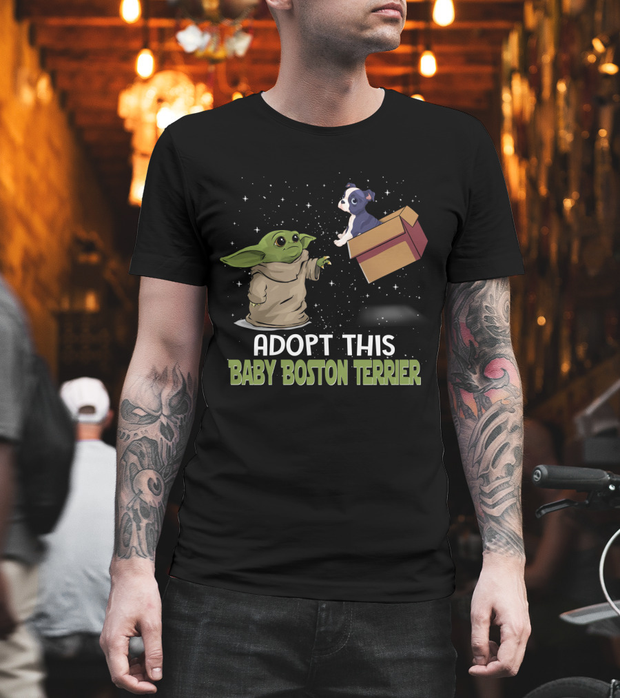 Adopt This Baby Boston Terrier Yoda Star Wars T-Shirt