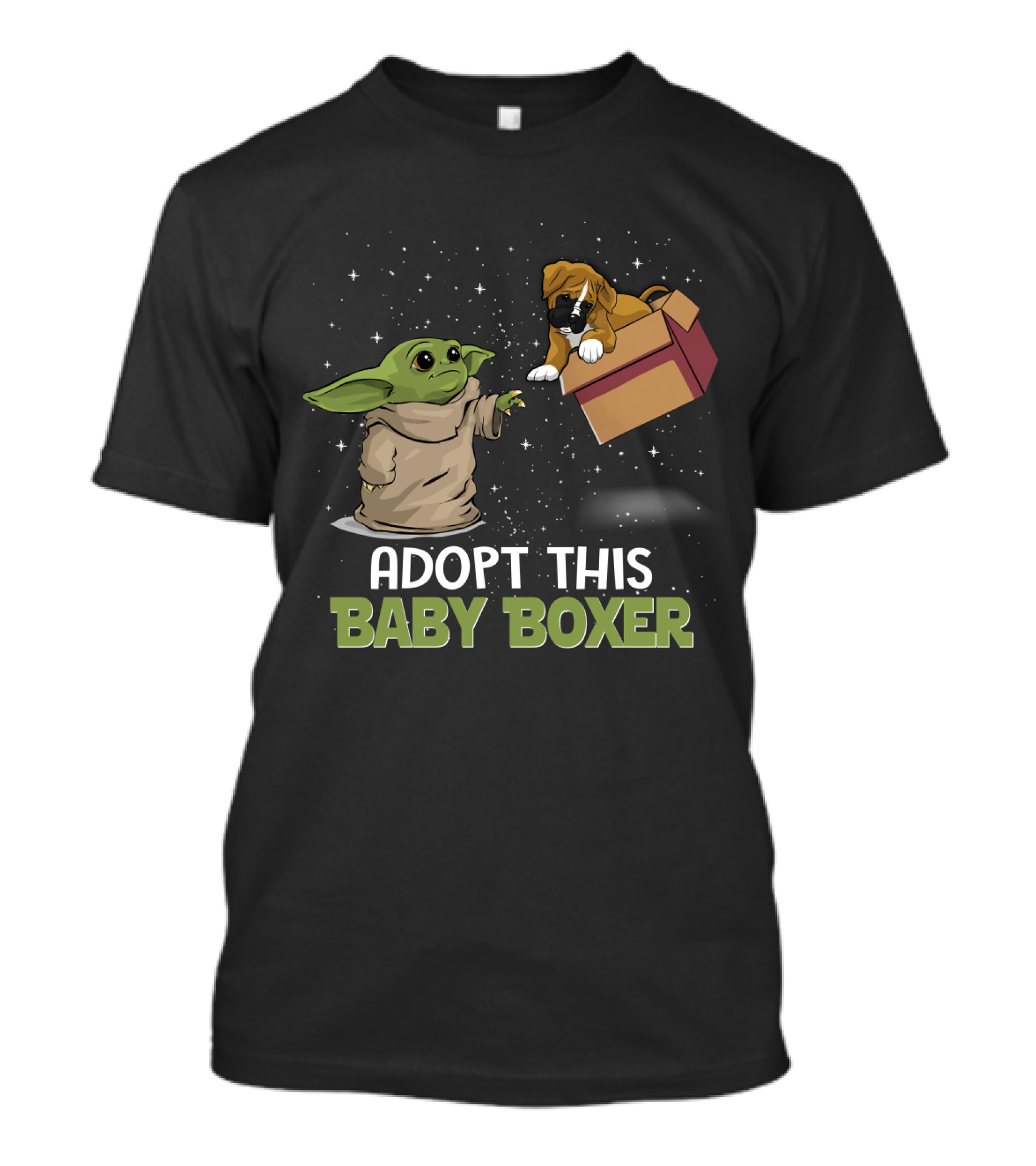 Adopt This Baby Boxer With Baby Yoda In Space T-Shirt