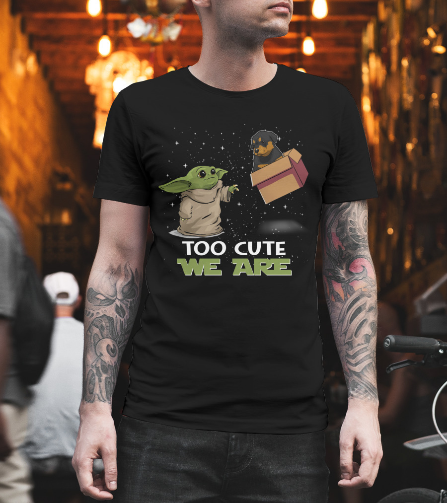 Too Cute We Are Baby Yoda Rottweiler in Space T-Shirt
