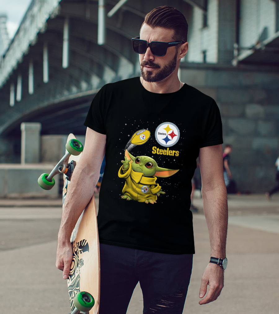 Baby Yoda Steelers Football Star Wars Grogu Pittsburgh NFL Fan Gear T-Shirt