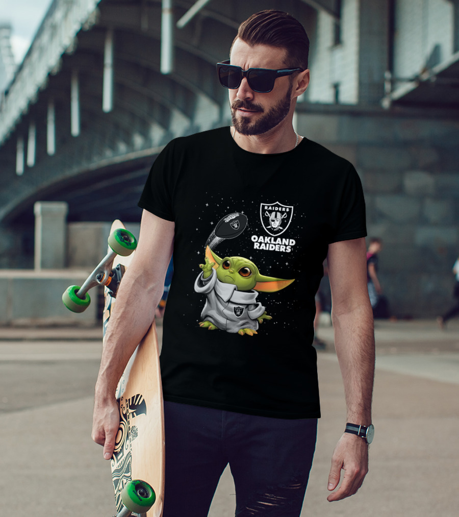 Baby Yoda Oakland Raiders Football Star Wars Fan Merchandise T-Shirt
