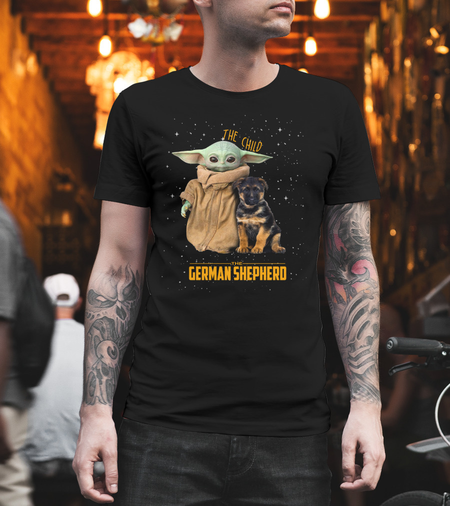The Child Baby Yoda and German Shepherd Puppy T-Shirt