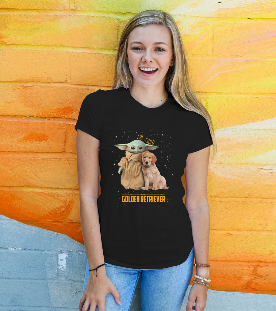 The Child Baby Yoda And Golden Retriever Star Wars Mashup T-Shirt