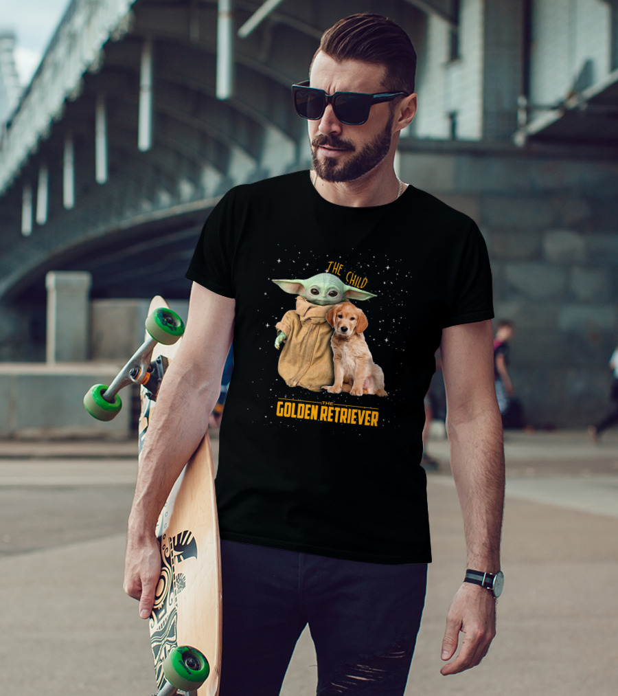 The Child Baby Yoda And Golden Retriever Star Wars Mashup T-Shirt